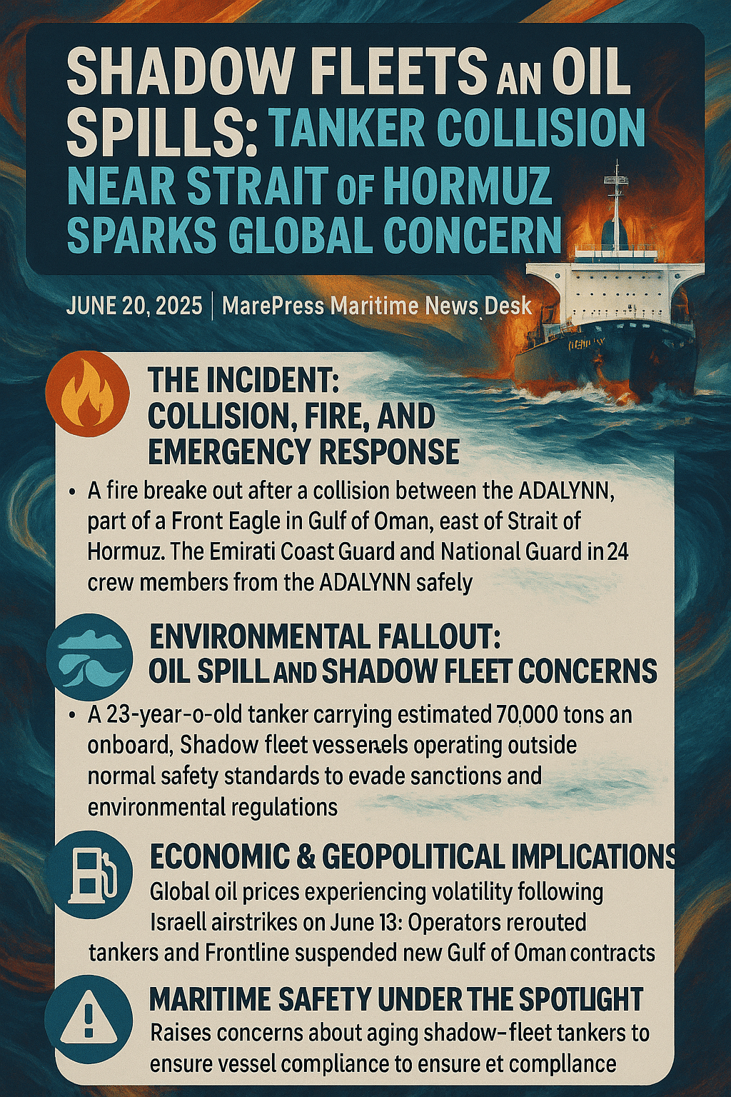 🛢️ Shadow Fleets and Oil Spills: Tanker Collision Near Strait of Hormuz Sparks Global&nbsp;Concern